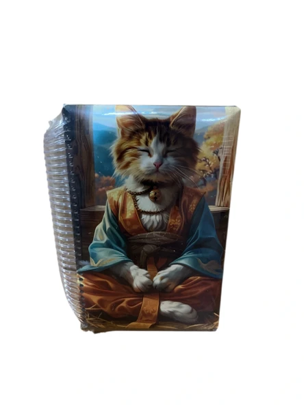 Kedi Resimli Puffy Spiralli Defter - Çizgili - 13*21 (1 Adet Asorti) - Resim 3
