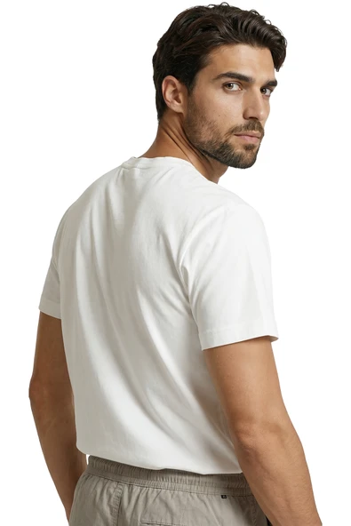 Soyut Mürekkep Lekesi ve Tipografik Ağaç Baskılı Tasarım Premium Erkek Tişört - Resim 3