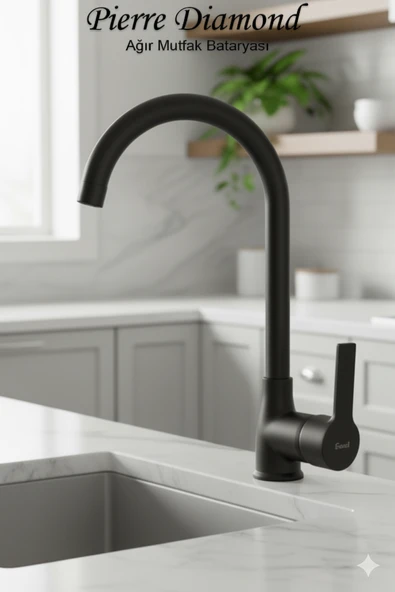 Mutfak Bataryası Delta Model Ağır Siyah Renk Eviye Musluğu Musluk Armatür ürün görseli 1