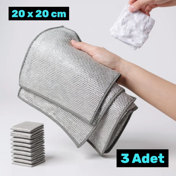 Technow  Telli Bulaşık Bezi Mutfak Banyo Bezi Kir Pas Sökücü Telli Temizlik Bezi 3 Adet - Resim 9