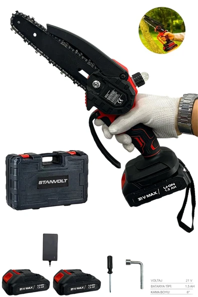 AKÜLÜ ZİNCİRLİ TESTERE Dal Budama Testeresi 21 V 1.5 AH ÇİFT AKÜLÜ ürün görseli 1