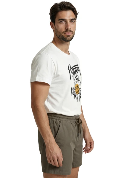 Graffiti Tarzı ''Happy'' Yazılı ve X Gözlü Ayıcık Baskılı Premium Erkek Tişört - Resim 2