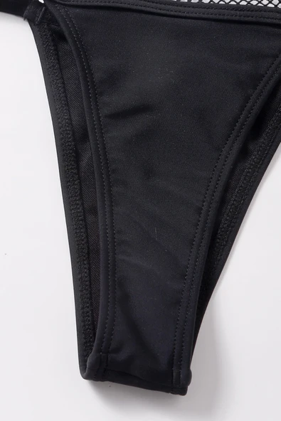 Kadın Siyah File Detaylı Özel Bikini Takımı - Modern, Konforlu ve Günlük Kombinlere Uygun - Resim 6