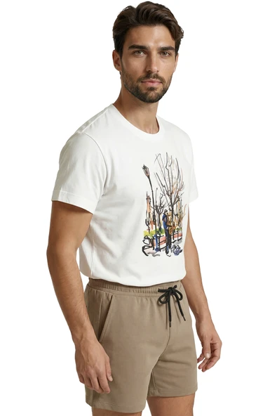 Sokak Müzisyeni Temalı Sanatsal Baskılı Premium Erkek Tişört - Resim 2