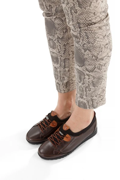 Artı-Artı014-BB-0051  Hakiki Deri Günlük Ortopedik Kadın Kahverengi Babet Ayakkabı - Resim 4