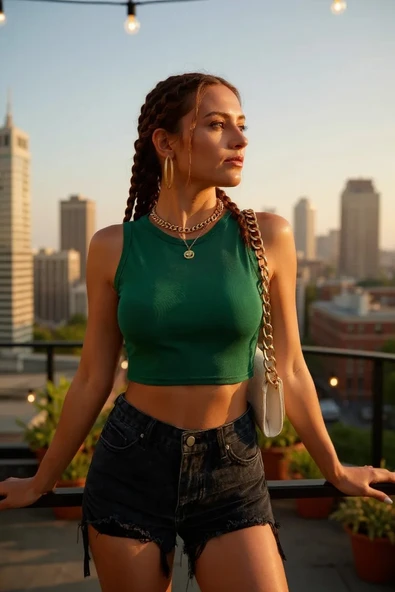 Kadın Yeşil Kare Yaka Crop Top Bluz - Şık, Rahat ve Kolay Kombinlenebilir - Resim 2