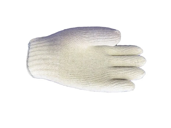 Çift Kat Örme Kalın Pamuk Eldiven Beyaz ürün görseli 1