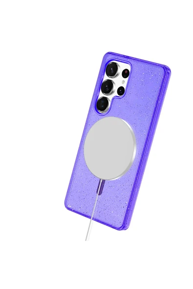 Fuchsia Samsung Galaxy S23 Ultra Kılıf Star Magsafe Uyumlu Kapak - Mor - Resim 4