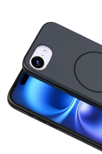 Fuchsia Apple iPhone 16E Neva Magsafe Uyumlu Kapak - Siyah - Resim 2