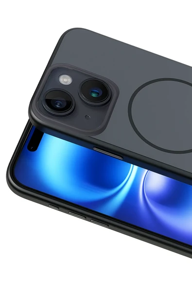 Fuchsia Apple iPhone 14 Neva Magsafe Uyumlu Kapak - Siyah - Resim 2