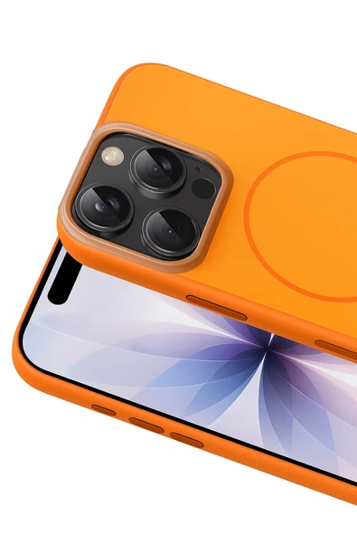 Fuchsia Apple iPhone 16 Pro Max Neva Magsafe Uyumlu Kapak - Turuncu - Resim 2