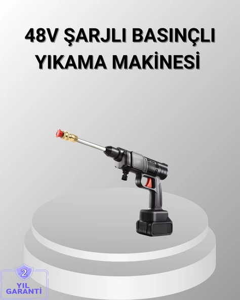 48V Kablosuz Yıkama Makinesi – 2 Pil, Köpük Tankı ve Ayarlanabilir ürün görseli 1