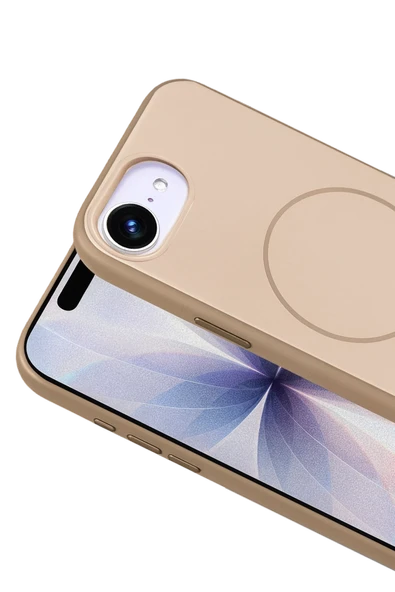 Fuchsia Apple iPhone 16E Neva Magsafe Uyumlu Kapak - Gold - Resim 2