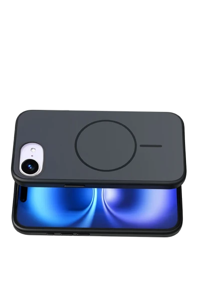 Fuchsia Apple iPhone 16E Neva Magsafe Uyumlu Kapak - Siyah - Resim 3