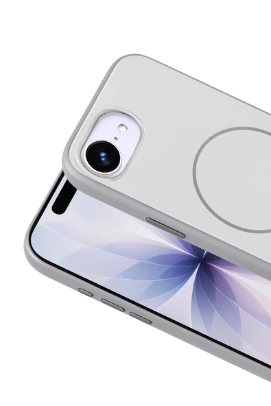 Fuchsia Apple iPhone 16E Neva Magsafe Uyumlu Kapak - Gri - Resim 2