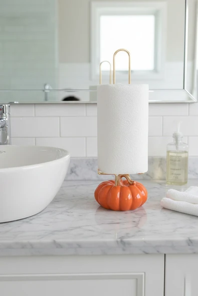 DEKORATİF TURUNCU KABAKLI HAVLULUK 34X12 CM (2818) - Resim 2