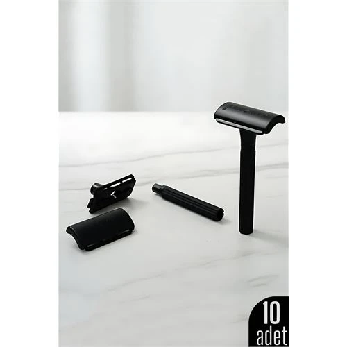 10'lu Şık Siyah Plastik Tıraş Aleti – Manuel Tıraş Bıçağı  , Ergonomik Saplı ürün görseli 1