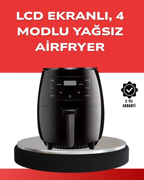 Büyük Boy 6 Litre Airfryer 2400W Sesli Uyarı LCD Ekran ürün görseli 1