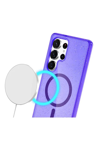 Fuchsia Samsung Galaxy S23 Ultra Kılıf Star Magsafe Uyumlu Kapak - Mor - Resim 3