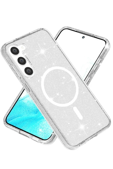 Fuchsia Samsung Galaxy S23 Kılıf Star Magsafe Uyumlu Kapak - Şeffaf ürün görseli 1