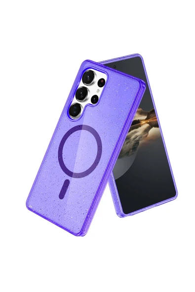 Fuchsia Samsung Galaxy S23 Ultra Kılıf Star Magsafe Uyumlu Kapak - Mor - Resim 2