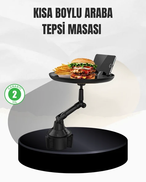 Universal Araç İçi Bardaklık Tepsisi 9 İnç Yemek Alanı ve Telefon Standlı ürün görseli 1