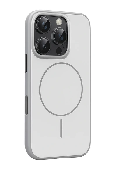 Fuchsia Apple iPhone 16 Pro Max Neva Magsafe Uyumlu Kapak - Gri - Resim 3