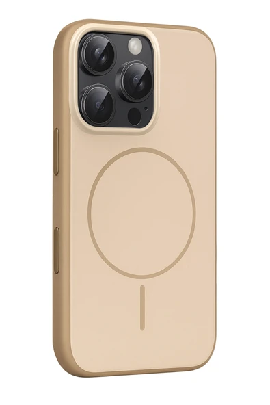 Fuchsia Apple iPhone 16 Pro Max Neva Magsafe Uyumlu Kapak - Gold - Resim 3