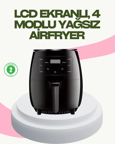 2400W Güçlü Airfryer 6L Yapışmaz Hazne Bulaşık Makinesi Uyumlu ürün görseli 1