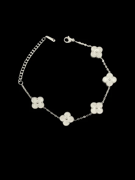 ? Yonca Model Gümüş Renk Şık Çelik Bileklik — Şansın ve Zarafetin Simgesi ürün görseli 1