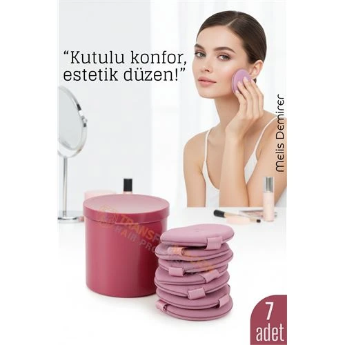 7’li Makyaj Pamuğu Seti – Yumuşak Dokulu, Kaplı Saklama Kutulu, Pudra ve Fondöten İçin ürün görseli 1