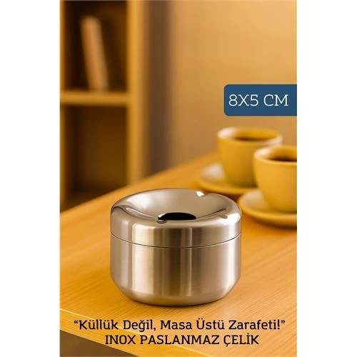 Inox Paslanmaz Çelik Küllük – 8 x 5 cm | Modern, Hijyenik ve Dayanıklı Tasarım ürün görseli 1