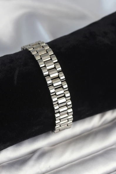 316L Çelik Gümüş Renk 12 mm Kalınlık Erkek Bileklik - TJ-EB3777 ürün görseli 1