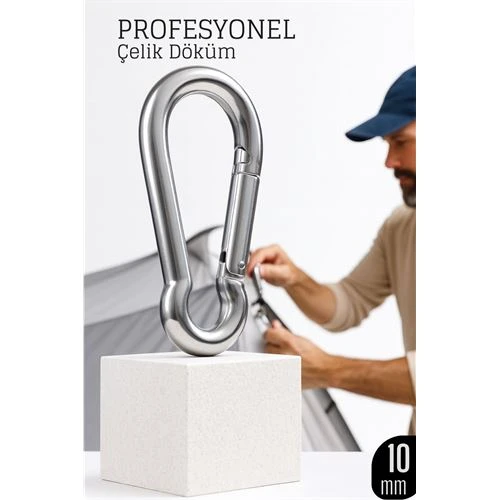 Çelik Yan Açılır Karabina -10 mm Kamp, Tırmanış ve Günlük Kullanım İçin Güvenli Kilit ürün görseli 1