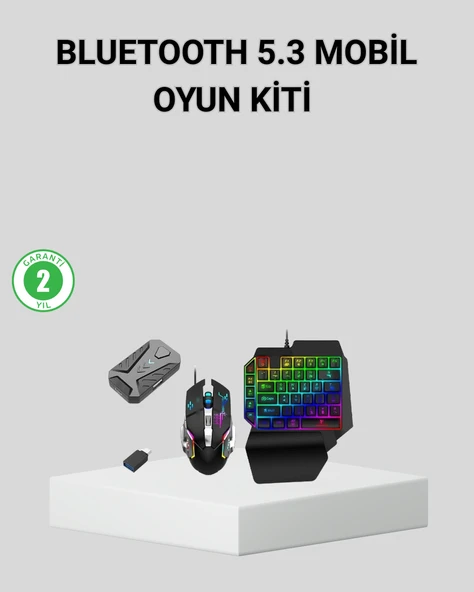 5in1 Mobil Oyun Kiti Bluetooth 5.3 Mini RGB Klavye Mouse Dönüştürücü Seti ürün görseli 1