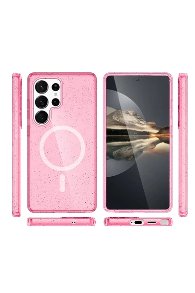 Fuchsia Samsung Galaxy S24 Ultra Kılıf Star Magsafe Uyumlu Kapak - Pembe - Resim 2