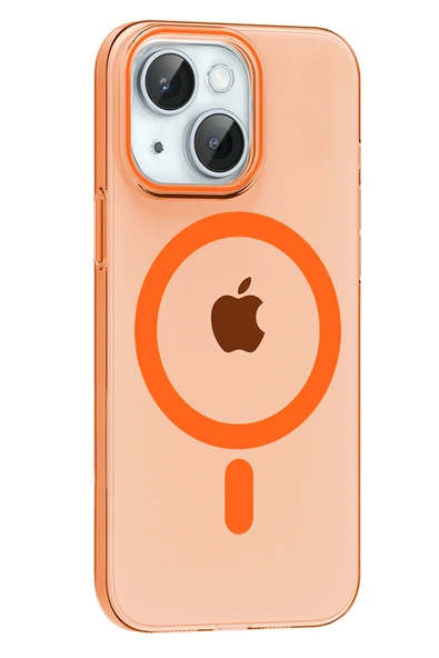 Fuchsia Apple iPhone 14 PC Blank Magsafe Uyumlu Kapak - Turuncu ürün görseli 1