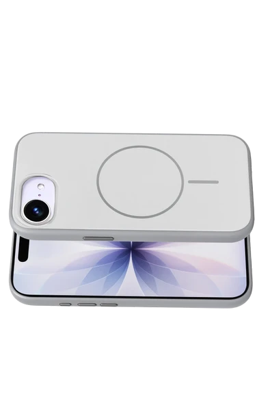 Fuchsia Apple iPhone 16E Neva Magsafe Uyumlu Kapak - Gri - Resim 3