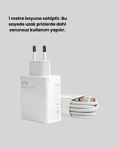 67 Watt Güvenli Hızlı Şarj Adaptörü Samsung M31 M33 M51 Uyumlu - Resim 2