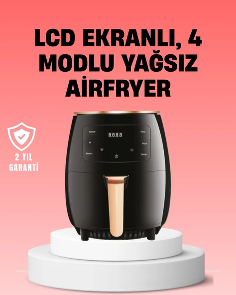 2400W Güçlü Airfryer 6L Yağsız Sağlıklı Pişirici LCD Dokunmatik ürün görseli 1