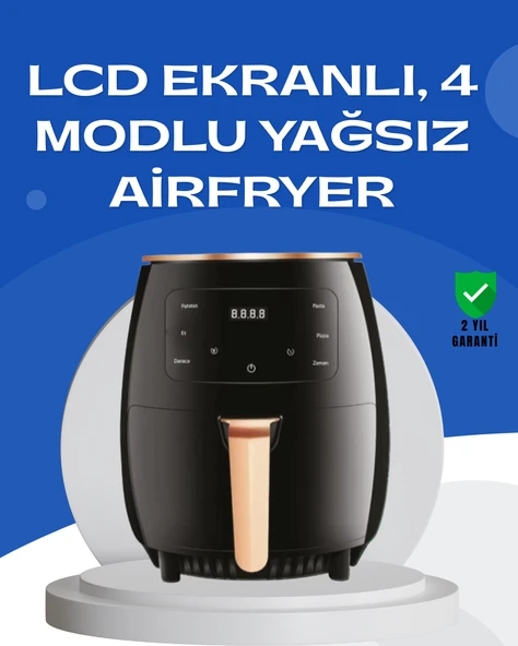 6L Yağsız Fritöz 2400W Dokunmatik Ekran Otomatik Kapanma Airfryer ürün görseli 1