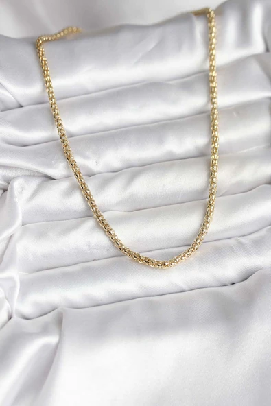 14K Gold Renk Kaplama Boru Zincir Model CM Kadın Kolye - TJ-BKO10740 - Resim 2