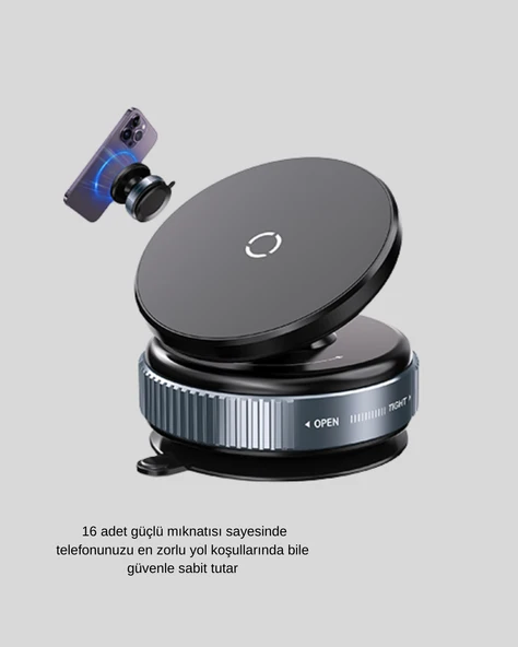 Mıknatıslı Araç Telefon Tutucu Vakum Teknolojili 360° Ayarlanabilir - Resim 2