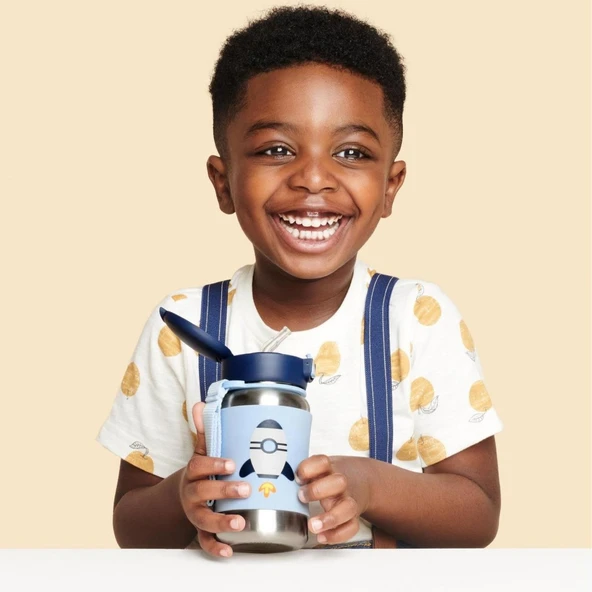 Skip Hop Zoo Pipetli Paslanmaz Çelik Suluk 350 ml Roket - Resim 3