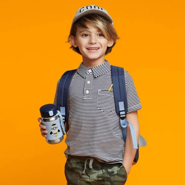 Skip Hop Zoo Pipetli Paslanmaz Çelik Suluk 350 ml Roket - Resim 5