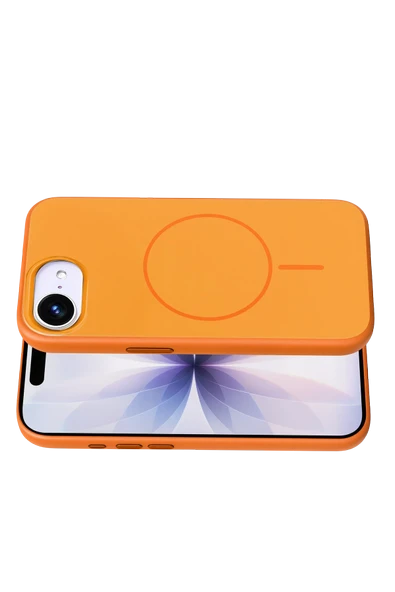 Fuchsia Apple iPhone 16E Neva Magsafe Uyumlu Kapak - Turuncu - Resim 3