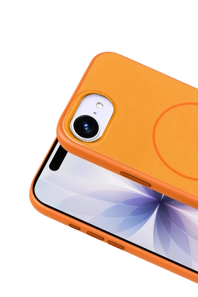 Fuchsia Apple iPhone 16E Neva Magsafe Uyumlu Kapak - Turuncu - Resim 2