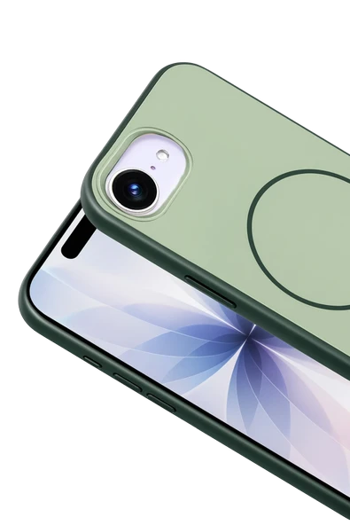 Fuchsia Apple iPhone 16E Neva Magsafe Uyumlu Kapak - Koyu Yeşil - Resim 2