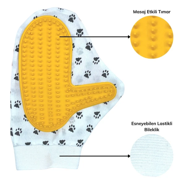 Kedi Köpek Yıkama Tüy Açıcı Düğüm Çözücü Plastik Tımar Masaj Eldiveni El Fırçası - Resim 2