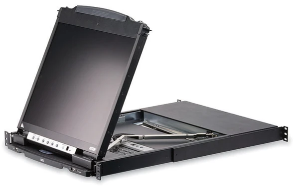 Çift Sürgülü Kasaya Sahip, 1U yüksekliğinde, kabin tipi, 19  LCD Ekran, Touchpad i ve Türkçe Klavye'si Bulunan, 16 Port PS/2-USB KVMP™ (Periferi/ Çevre Cihazlarla (USB) Bağlantı Kurabilir) Switch ürün görseli 1